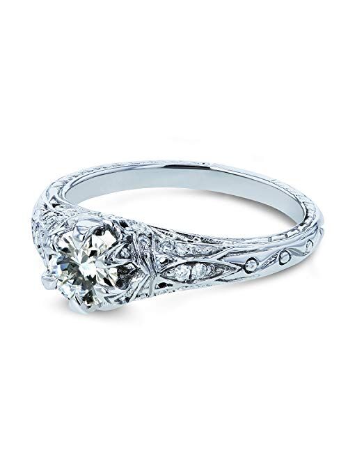 Kobelli Moissanite (G-H) 6-Prong Antique Style Engagement Ring 5/8 CTW 14k White Gold