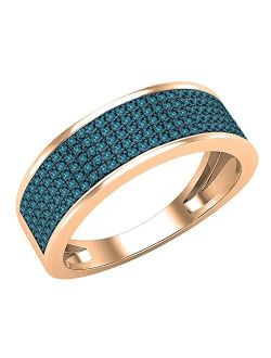 Collection 0.35 ctw Round Blue or White Diamond Wedding Band for Men, Available in 10K/14K/18 Gold