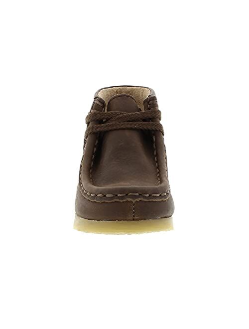 FOOTMATES Wally Lace-Up Wallabee Leather Moccasin Chukka Kids Hiking Boots with Wide Toe Box and Custom-Fit Insoles, Non-Marking Outsoles - For Toddlers and Little Kids, 