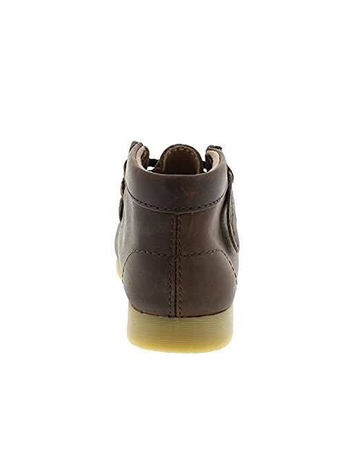 FOOTMATES Wally Lace-Up Wallabee Leather Moccasin Chukka Kids Hiking Boots with Wide Toe Box and Custom-Fit Insoles, Non-Marking Outsoles - For Toddlers and Little Kids, 