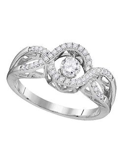 Collection 10kt White Gold Womens Round Diamond Twinkle Moving Solitaire Ring 1/4 ctw