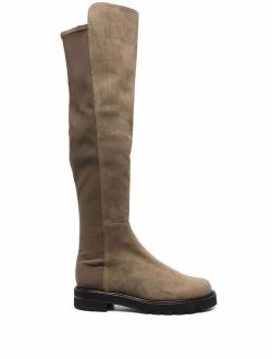 knee-length fitted boots