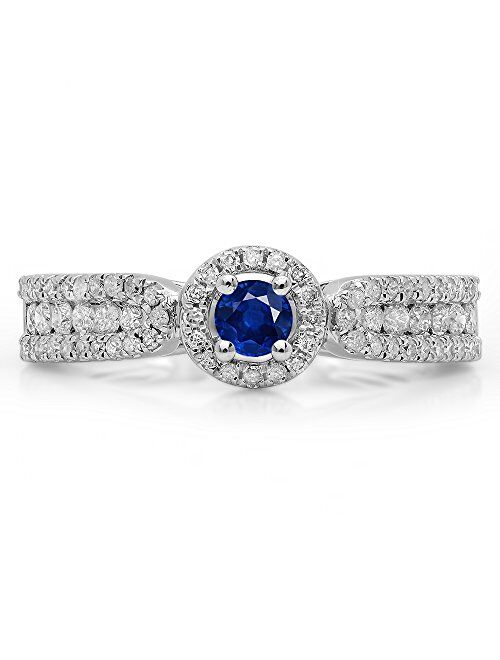Dazzlingrock Collection 14K Gold Round Blue Sapphire & White Diamond Bridal Vintage Halo Engagement Ring
