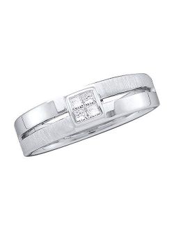Collection 14kt White Gold Mens Princess Diamond 5mm Wedding Anniversary Band Ring 1/6 ctw