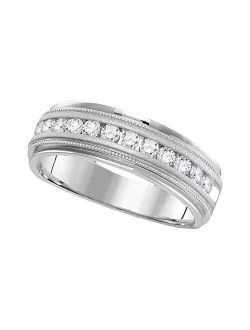 Collection 14k White Gold Mens Round Diamond Comfort-fit Wedding Anniversary Band 1/4 ctw