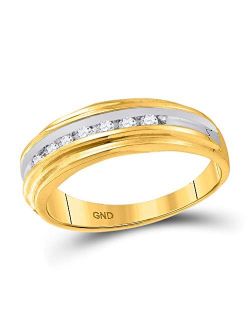 Collection 14k Yellow Gold Mens Round Channel-Set Diamond Wedding Anniversary Band Ring 1/4 ctw