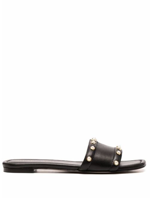 Stuart Weitzman Pearl stud-embellished slides