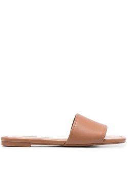 square-toe leather slides