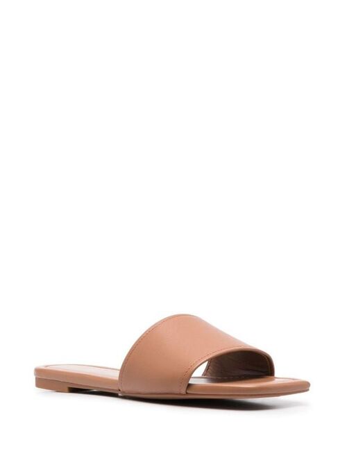 Stuart Weitzman square-toe leather slides