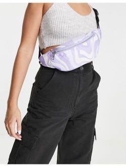 swirl print fanny pack in lilac