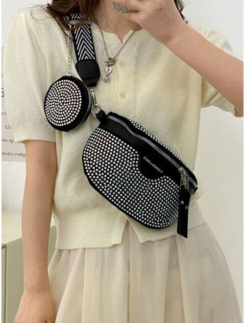 Shein Rhinestone Decor Fanny Pack With Coin Purse