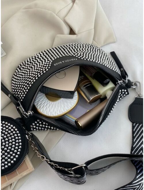 Shein Rhinestone Decor Fanny Pack With Coin Purse