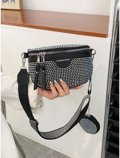Shein Rhinestone Decor Fanny Pack With Coin Purse