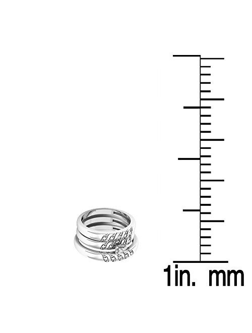 Dazzlingrock Collection 0.10 Carat (ctw) 14K Gold Round Cut White Diamond Men & Women's Engagement Ring Trio Set 1/10 CT