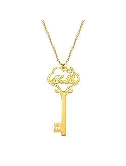 Lonago Customized Key Necklace with Name Personalized Love Key Pendant Necklace for Girls Women