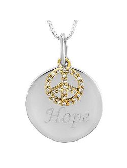 Collection 0.10 Carat (ctw) Silver Hope Charm Diamond Ladies Pendant