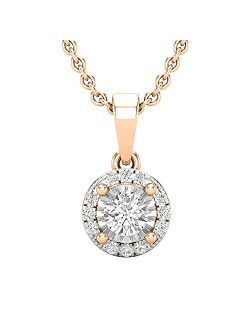 Collection 0.30 Carat (ctw) Round Lab Grown White Diamond Ladies Halo Pendant 1/3 CT, Available in Metal 10K/14K/18K Gold & 925 Sterling Silver