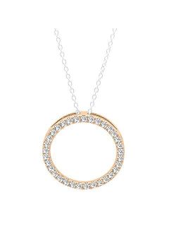 Collection (ctw) 10K Round lab Grown White Diamond Ladies Circle Pendant, Rose Gold (Silver Chain Included)