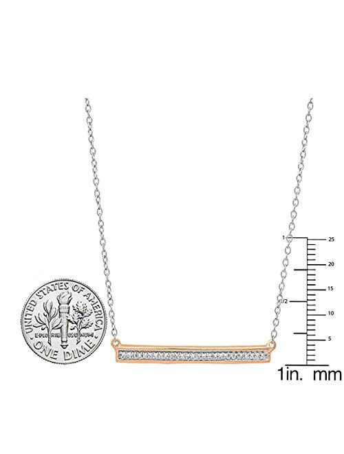 Dazzlingrock Collection 0.12 Carat (ctw) 10K Gold Round Lab Grown White Diamond Ladies Bar Shape Pendant