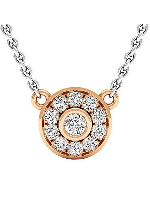 Dazzlingrock Collection 0.25 Carat (cttw) Round Lab Grown Diamond Ladies Pendant 1/4 CT (Silver Chain Included), Gold