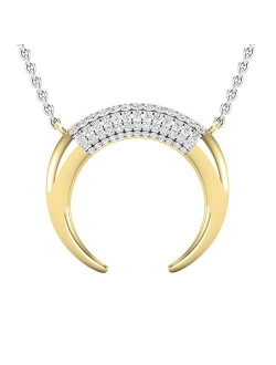 Collection 0.30 Carat (ctw) Round Lab Grown Diamond Ladies Crescent Style Moon Pendant 1/3 CT, Available in 10K/14K/18K Gold & 925 Sterling Silver