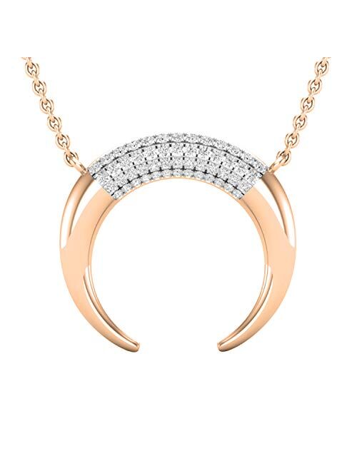 Dazzlingrock Collection 0.30 Carat (ctw) Round Lab Grown Diamond Ladies Crescent Style Moon Pendant 1/3 CT, Available in 10K/14K/18K Gold & 925 Sterling Silver
