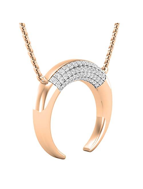 Dazzlingrock Collection 0.30 Carat (ctw) Round Lab Grown Diamond Ladies Crescent Style Moon Pendant 1/3 CT, Available in 10K/14K/18K Gold & 925 Sterling Silver