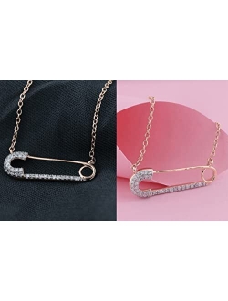 Collection 0.20 Carat (ctw) Round Lab Grown White Diamond Horizontal Safety Pin Pendant for Women | Available in 10K/14K/18K Gold & 925 Sterling Silver
