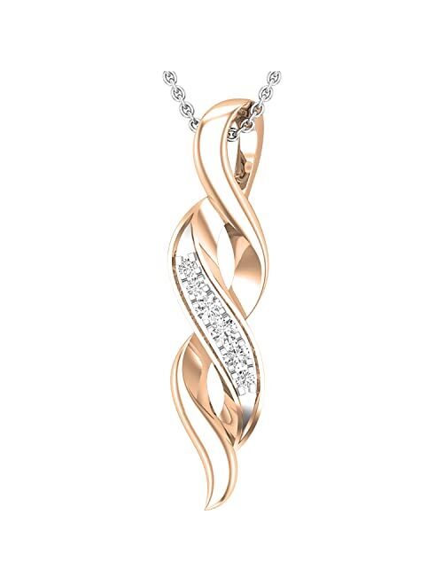 Dazzlingrock Collection Round Lab Grown White Diamond Classic Twist Pendant for Her (0.09 ctw, Color H-I, Clarity SI2) | Available in 10K/14K/18K Gold