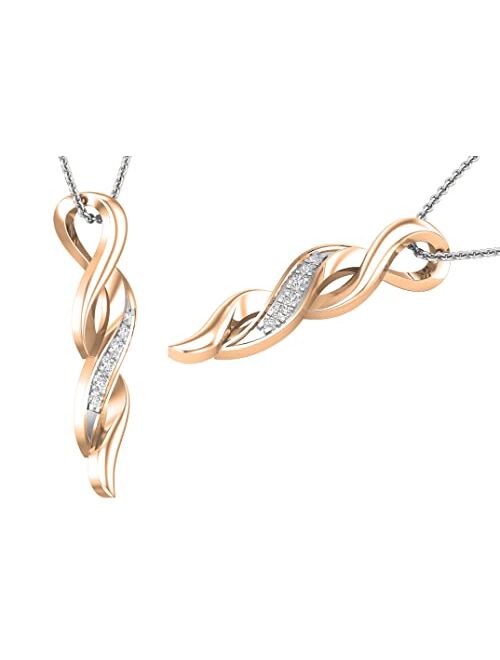 Dazzlingrock Collection Round Lab Grown White Diamond Classic Twist Pendant for Her (0.09 ctw, Color H-I, Clarity SI2) | Available in 10K/14K/18K Gold