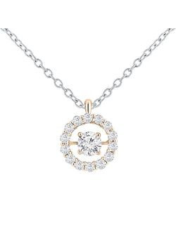 Collection Center Round Flickering Lab Grown White Diamond Dancing Style Pendant with Silver Chain for Her (0.60 ctw, Color H-I, Clarity SI2), Available in 1