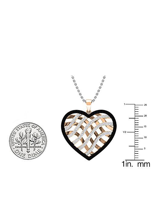 Dazzlingrock Collection 0.95 Carat (ctw) 10K Gold Round Black & White Diamond Ladies Heart Pendant 1 CT