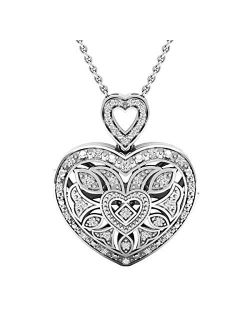 Collection 0.30 Carat (ctw) Round Diamond Ladies Heart Pendant 1/3 CT (Silver Chain Included), Sterling Silver
