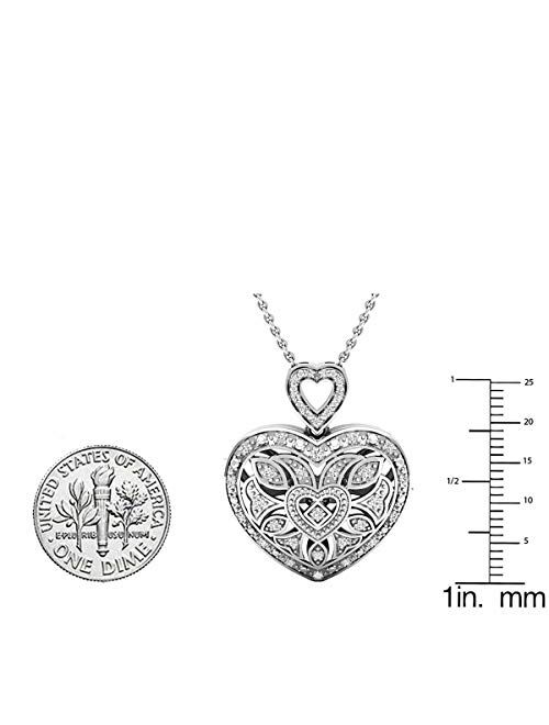 Dazzlingrock Collection 0.30 Carat (ctw) Round Diamond Ladies Heart Pendant 1/3 CT (Silver Chain Included), Sterling Silver