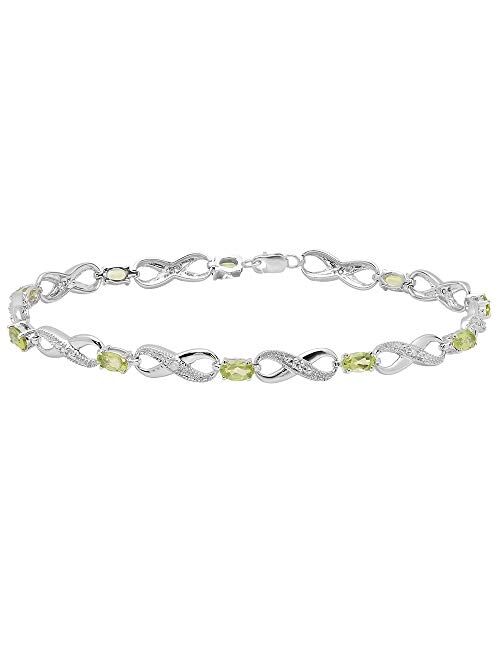 Dazzlingrock Collection Ladies Infinity Link Tennis Bracelet, Sterling Silver
