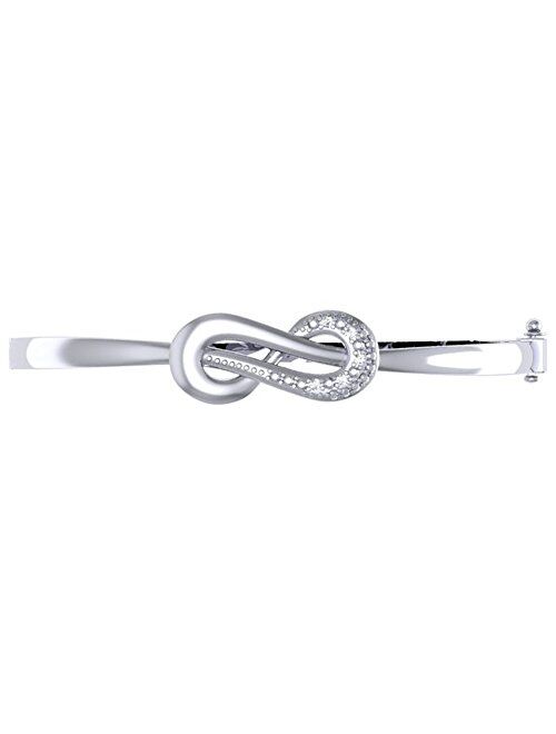 Dazzlingrock Collection 0.06 Carat (ctw) Round Cut White Diamond Ladies Infinity Loop Bangle Bracelet, Sterling Silver