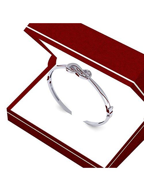 Dazzlingrock Collection 0.06 Carat (ctw) Round Cut White Diamond Ladies Infinity Loop Bangle Bracelet, Sterling Silver