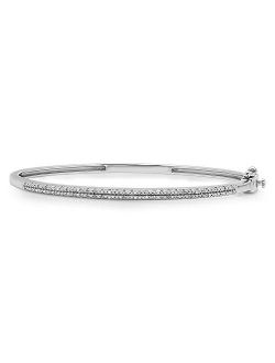 Collection 0.20 Carat (ctw) Round Cut White Diamond Ladies Fashion Bangle Bracelet 1/5, Sterling Silver