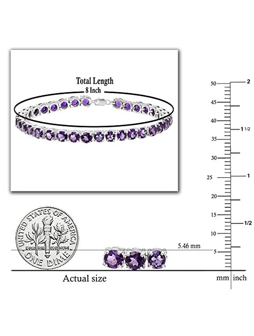 Dazzlingrock Collection 5 mm Round Gemstone Ladies Fashion Link Chain Tennis Bracelet in 925 Sterling Silver