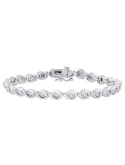Collection 0.25 Carat (ctw) Round White Diamond Ladies Infinity Tennis Link Bracelet 1/4 CT, Sterling Silver