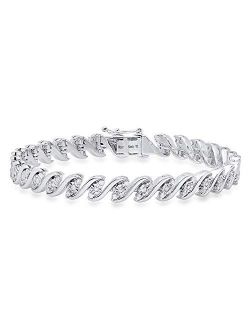 Collection 1.15 Carat (ctw) Round White Diamond Ladies Tennis Bracelet, Sterling Silver