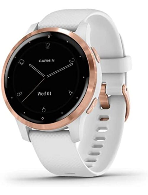 Amazon Renewed Garmin 010-N2172-21 Vivoactive 4S GPS Smartwatch, Rose Gold Stainless Steel Bezel with White Case and Silicone Band (Renewed)