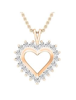 Collection 0.95 Carat (ctw) Round Lab Grown Diamond Ladies Heart Pendant 1 CT, Available in 10K/14K/18K Gold & 925 Sterling Silver