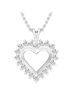 Collection 0.95 Carat (ctw) Round Lab Grown Diamond Ladies Heart Pendant 1 CT, Available in 10K/14K/18K Gold & 925 Sterling Silver