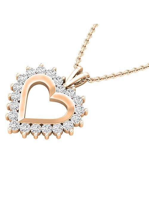 Dazzlingrock Collection 0.95 Carat (ctw) Round Lab Grown Diamond Ladies Heart Pendant 1 CT, Available in 10K/14K/18K Gold & 925 Sterling Silver