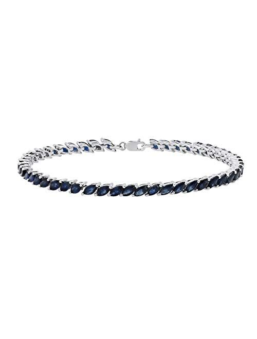 Dazzlingrock Collection Marquise Shape Blue Sapphire Ladies Tennis Bracelet, Sterling Silver