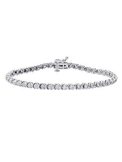 Collection 0.25 Carat (ctw) Round White Diamond Ladies XO Tennis Bracelet 1/4 CT, Sterling Silver