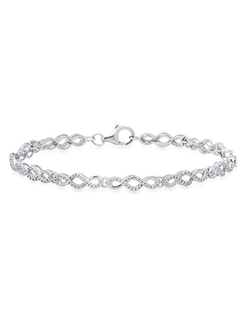 Dazzlingrock Collection Ladies Swirl Infinity Bracelet with Round White Diamond Accents, 925 Sterling Silver
