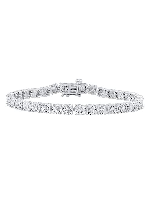 Dazzlingrock Collection 0.25 Carat (ctw) Round White Diamond Ladies Cluster Floral Style Bracelet 1/4 CT | 925 Sterling Silver