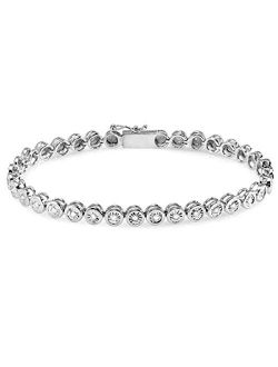 Collection 0.70 Carat (ctw) Round Diamond Ladies Bracelet 3/4 CT (7 Inch Length x 4.8 MM Wide), Sterling Silver